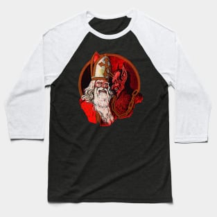 Krampus and Saint Nicholas Baseball T-Shirt